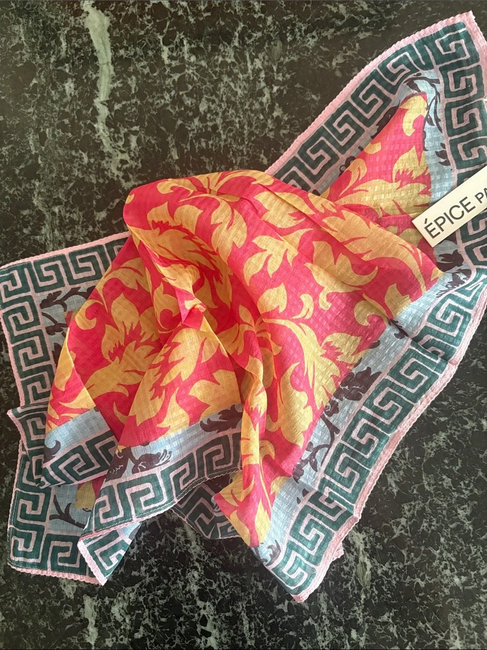 ÉPICE Paris Pink & Gold Floral Silk-Blend Scarf Square
